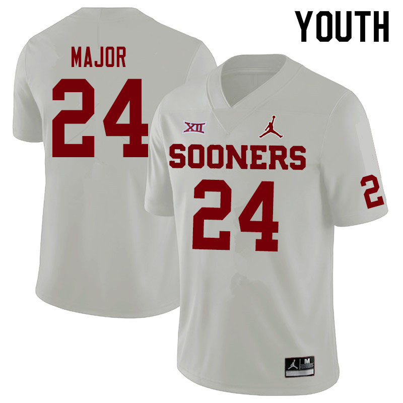 Jordan Brand Youth #24 Marcus Major Oklahoma Sooners College Football Jerseys Sale-White - Click Image to Close